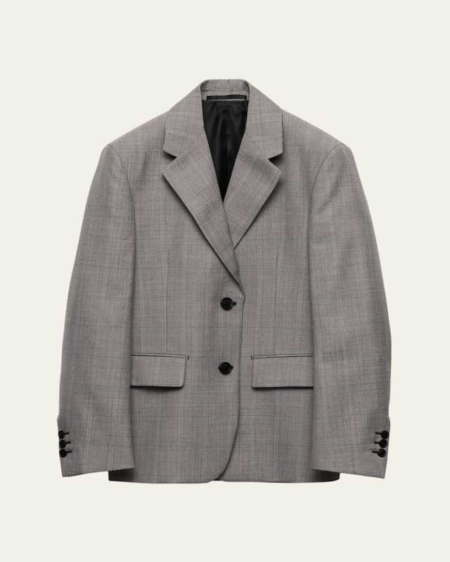 Grisaglia Check Single-Breasted Blazer Jacket